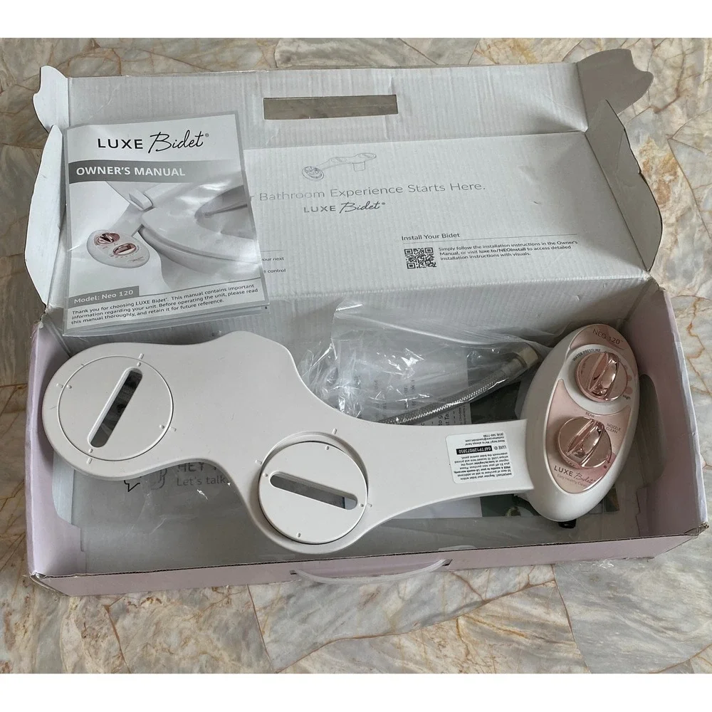 LUXE Bidet Neo 120 Non-Electric Bidet Toilet Attachment White Rose Gold